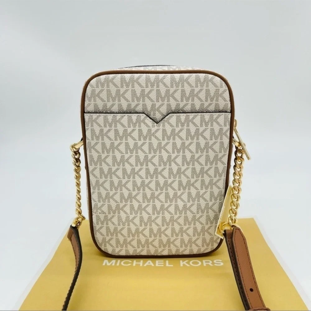 Michael Kors Medium NS Chain XBody Bag Vanilla/Brown - Picture 7 of 12